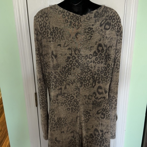 Cache Black & Gold Leopard Print Long Sleeve Cowl Neck   Cocktail Evening Dress - Picture 7 of 11